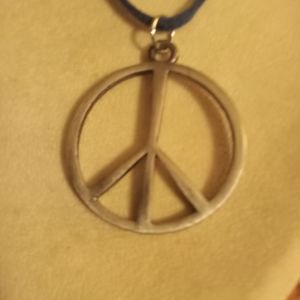Hippie Boho Peace sign peace sign blue ultra suede rope adjustable chain